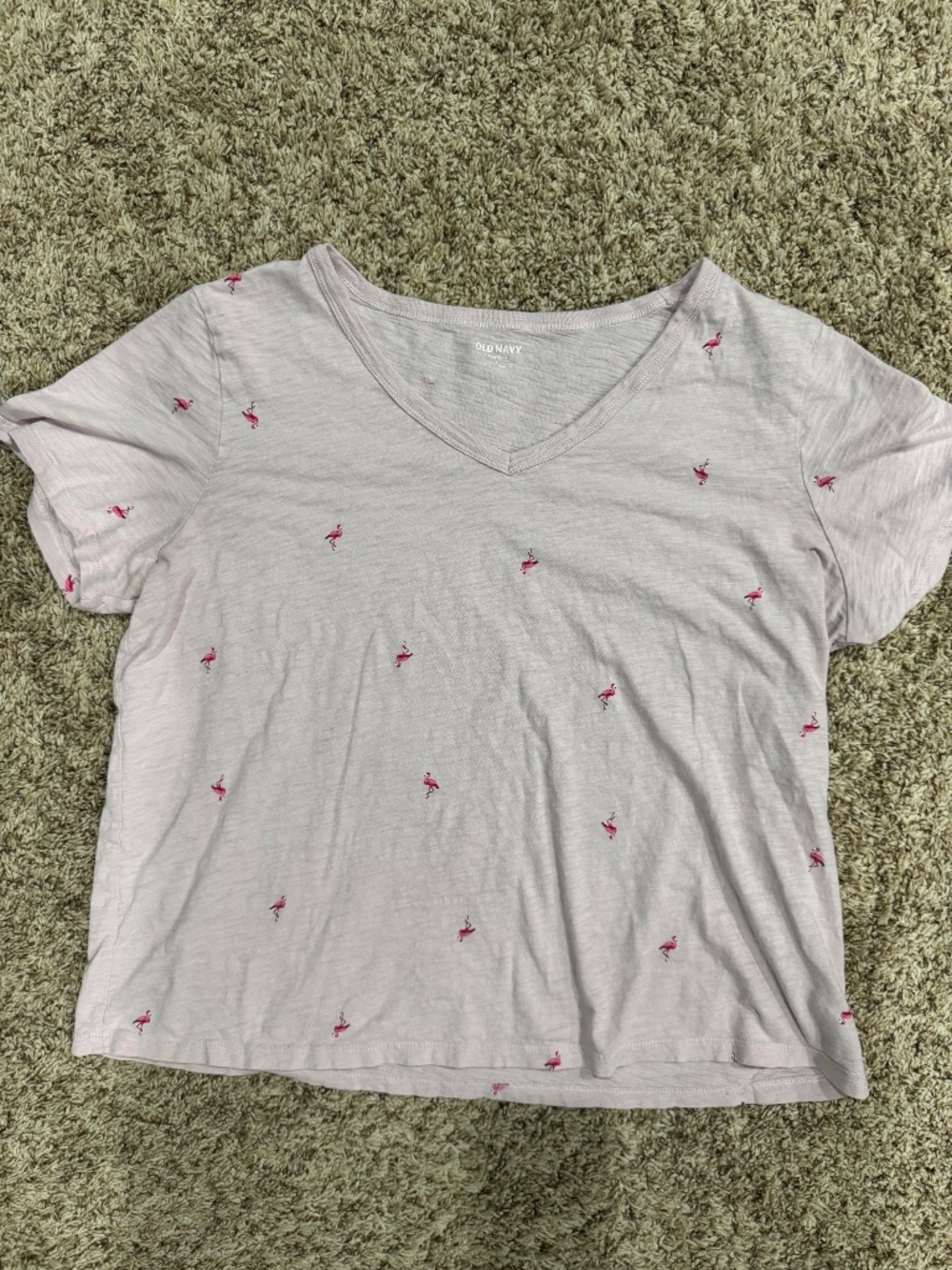 Old Navy pink t-shirt with hot pink flamingos size large